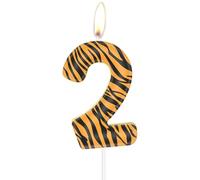 mciskin Tiger Birthday Candles, Tiger Number 2 Candles, Girls Boys 2nd Birthday Decorations,Black Yellow Stripes Print Candles for Cake, Jungle Animal Themed Party Decorations Supplies for Birthday