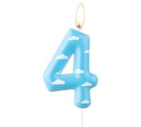mciskin Toy Birthday Number Candle, Cartoon 4th Birthday Candles, Blue Sky White Cloud Number 4 Candle for Cake, Story Themed Decotayions, Farm Cake Topper for Girls Boys Birthday Party Suppiles