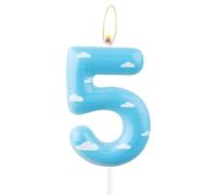 mciskin Toy Birthday Number Candle, Cartoon 5th Birthday Candles, Blue Sky White Cloud Number 5 Candle for Cake, Story Themed Decotayions, Farm Cake Topper for Girls Boys Birthday Party Suppiles