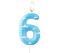 mciskin Toy Birthday Number Candle, Cartoon 6th Birthday Candles, Blue Sky White Cloud Number 6 Candle for Cake, Story Themed Decotayions, Farm Cake Topper for Girls Boys Birthday Party Suppiles