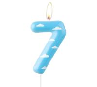 mciskin Toy Birthday Number Candle, Cartoon 7th Birthday Candles, Blue Sky White Cloud Number 7 Candle for Cake, Story Themed Decotayions, Farm Cake Topper for Girls Boys Birthday Party Suppiles