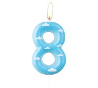 mciskin Toy Birthday Number Candle, Cartoon 8th Birthday Candles, Blue Sky White Cloud Number 8 Candle for Cake, Story Themed Decotayions, Farm Cake Topper for Girls Boys Birthday Party Suppiles