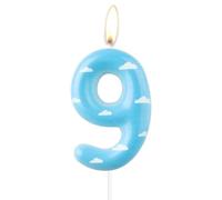 mciskin Toy Birthday Number Candle, Cartoon 9th Birthday Candles, Blue Sky White Cloud Number 9 Candle for Cake, Story Themed Decotayions, Farm Cake Topper for Girls Boys Birthday Party Suppiles