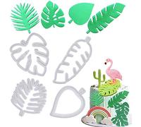 mciskin Tropical Leaf Cookie Cutter - Hawaiian Palm Leaves Fondant Cutters Set for Gum Paste, Sugarcraft Candy, Luau Cake Decorating(4Pcs)