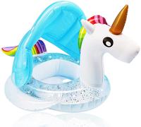 mciskin Unicorn Baby Swimming Pool Float with Canopy,Glitters Seat 1-3