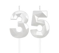 mciskin White 35th Birthday Candles, 3D Number 35 Candles for Cake, Women Men 35th Birthday Decorations,Pearl White Candle Cake Topper Decorations for Birthday Party Weddings Anniversary Supplies