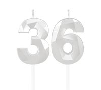 mciskin White 36th Birthday Candles, 3D Number 36 Candles for Cake, Women Men 36th Birthday Decorations,Pearl White Candle Cake Topper Decorations for Birthday Party Weddings Anniversary Supplies