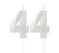mciskin White 44th Birthday Candles, 3D Number 44 Candles for Cake, Women Men 44th Birthday Decorations,Pearl White Candle Cake Topper Decorations for Birthday Party Weddings Anniversary Supplies