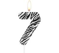 mciskin Zebra Birthday Candles, Zebra Number 7 Candles, Girls Boys 7th Birthday Decorations,Black White Stripes Print Candles for Cake, Jungle Animal Themed Party Decorations Supplies for Birthday