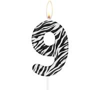 mciskin Zebra Birthday Candles, Zebra Number 9 Candles, Girls Boys 9th Birthday Decorations,Black White Stripes Print Candles for Cake, Jungle Animal Themed Party Decorations Supplies for Birthday