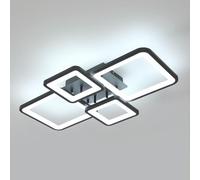 Mckalen LED Ceiling Light Black, 56W 6300LM Modern Ceiling Lamp Square Design, Acrylic LED Chandelier for Living Room Kitchen Bedroom Dining Room Office, 6500K Cold White