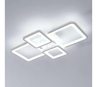 Mckalen LED Ceiling Light White, 56W 6300LM Modern Ceiling Lamp Square Design, Acrylic LED Chandelier for Living Room Kitchen Bedroom Dining Room Office, 6500K Cold White