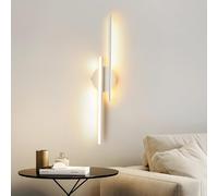 Mckalen Wall Light LED Indoor, 24W 2700LM Led Wall Lamp White 60CM, Modern Wall Sconce Lights Led Long Aluminium for Living Room Bedroom Dining Room Hallway Corridor, Warm Light 3000K