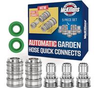McKillans® 2025 Automatic Garden Hose Quick Connect [Universal FIT] - Stainless Steel Quick Connect Hose Fittings - Water Hose Connectors - Quick Disconnect Adapter - Instant Connection - 5 Pc Kit