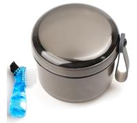 Mckkor Leak Proof Travel Denture Bath Case for Full Dentures, Denture Cups for Soaking Dentures, Denture Container Cups with Brush for Dentures, Aligner, Retainers, Mouth Guard (Transparent Black)