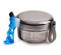 Mckkor Leakproof Denture Case Denture Soaking Cup False Teeth Container, Dental Denture Bath Holder Storage Box Retainer Cleaner Case for Traveling - Leak Proof and Lid Waterproof - Transparent Black