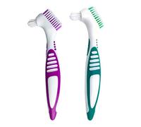 Mckkor Premium Hygiene Denture Cleaning Brush Set, Multi-Layered Bristles & Ergonomic Rubber Handle, for Denture Care(Purple & Green)