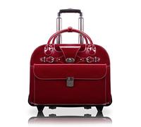 McKlein, W Series, Roseville, Top Grain Cowhide Leather, 15" Leather Fly-Through Checkpoint-Friendly Patented Detachable -Wheeled Ladies' Laptop Briefcase, Red (96646)