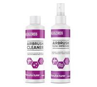 McKLords - Airbrush Cleaner & Flow Improver Duo 2 x 250ml - Paint Flow Enhancer & Cleaning Solution Kit - Prevents Tip Dry, Boosts Performance - For Acrylic Airbrush Paints