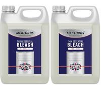 McKLords Commercial - Thin Essential Bleach 5L - All Purpose Thin Bleach Cleaner for Bathrooms and Surfaces - Fast Rinsing, Versatile Household Cleaning Solution (Pack of 2)