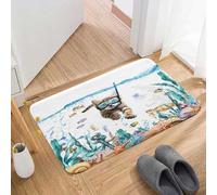 MCKTOM Cute Cat Bath Mat Funny Blue Ocean Sea Animal Bathroom Rugs Non Slip Shower Mat Soft Microfiber Bath Rugs for Bathroom Shower Floor Decor 24x16 Inch