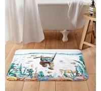 MCKTOM Cute Cat Bath Mat Funny Blue Ocean Sea Animal Bathroom Rugs Non Slip Shower Mat Soft Microfiber Bath Rugs for Bathroom Shower Floor Decor 29x17 Inch