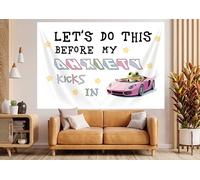 MCKTOM Pink Funny Tapestry Let's Do This Before My Anxiety Kicks in Tapestry Wall Hanging, Funny Too Much Panic Anxiety Wall Blanket Decor for Counseling Therapy Office 60X40 inch.