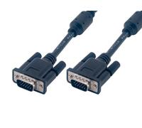 MCL 2m HD15 Male/Male 3 Coaxial and 9C SVGA Cable - Black