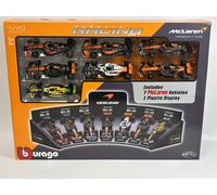 McLaren Formula 1 Set of 7 Cars with Display Stand 1:43 Scale Bburago 38169