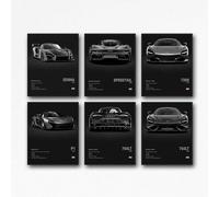 Mclaren Poster Set - Senna Speedtail, 720S, P1, 765LT Wall Art for Boy's Bedroom, Unframed 8x12inch (20x30cm), 6-Pack