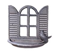 MCLIUJIA Bird Feeder Garden Ornament Window Pane Cast Iron Bird Feeder Wall With Solid Bird Figurines Iron Wall Decor
