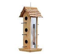 MCLIUJIA Bird Feeder Garden Ornament Wooden Bird Feeder Hanging Bird Feeder With Roof For Garden Outdoor Feeding