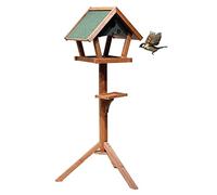 MCLIUJIA Bird Feeder Garden Ornament Wooden Bird Feeder Pole Hanger For Outside With Roof And Feeder Tray Easy To Assemble