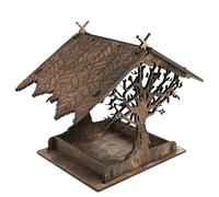 MCLIUJIA Bird Feeder Garden Ornament Wooden Birdhouse Hanging Wild Bird Seed Feeder Garden Decor Bird Feeding Station(A)
