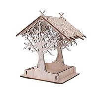 MCLIUJIA Bird Feeder Garden Ornament Wooden Birdhouse Hanging Wild Bird Seed Feeder Garden Decor Bird Feeding Station(C)