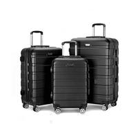 MCLIUJIA Travel Gear Suitcases Luggage ABS 3 Piece Set with Lock Spinner 20in 24in 28in,Lightweight Luggages for Travel(Black)