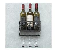 MCLIUJIA Wine Rack Hanging Wrought Iron Wine Glass Frame Wall Decoration Shelf Living Room Bar Restaurant Wine Storage Organiser Stand(Black,25 * 17 * 10cm)