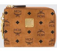 MCM Aren Flat Coated Cotton Wallet with Visetos Print and Snap Hook - Size: OS - male