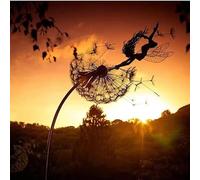 MCMGMALL 3D Fairies Dandelion Garden Art Sculpture - Dance Together Yard Decorations - Stainless Steel Fairy Ornaments - Black