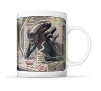 McMug - Alien with It's Morning Coffee - Funny Sci-Fi Horror, Xenomorph Mug, Ceramic, 11fl.oz.