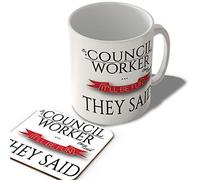 McMug - Be a Council Worker They Said... It'll Be Fun They Said - Mug and Coaster Set, Ceramic, 11fl.oz.