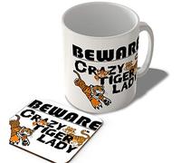 McMug - Beware - Crazy Tiger Lady! - Mug and Coaster Set, Ceramic, 11fl.oz.