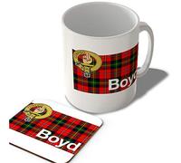 McMug - Boyd - Scottish Clan Tartan - Scottish Mug and Coaster Set, Ceramic, 11fl.oz.