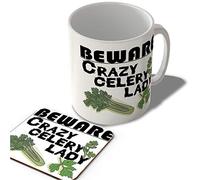 McMug - Crazy Celery Lady - Mug and Coaster Set, Ceramic, 11fl.oz.