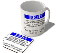 McMug - Eejit Definition - Scottish Mug and Coaster Set, Ceramic, 11fl.oz.