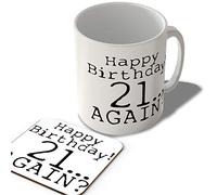 McMug - Happy Birthday 21... Again? - Mug and Coaster Set, Ceramic, 11fl.oz.