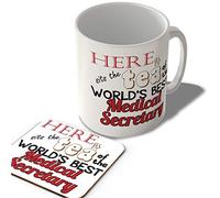 McMug - Here Sits The Tea of The World's Best Medical Secretary - Mug and Coaster Set, Ceramic, 11fl.oz.