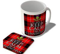 McMug - I Can't Keep Calm I'm a Cunningham - Cunningham Tartan - (Thistle) - Scottish Mug and Coaster Set, Ceramic, 11fl.oz.