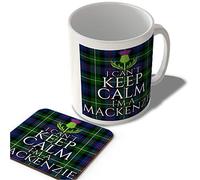 McMug - I Can't Keep Calm I'm a Mackenzie - Mackenzie Modern Tartan - (Thistle) - Scottish Mug and Coaster Set, Ceramic, 11fl.oz.