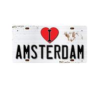 McMug - I Love Amsterdam - Metal Sign, Decorative Sign, 200mm x 100mm